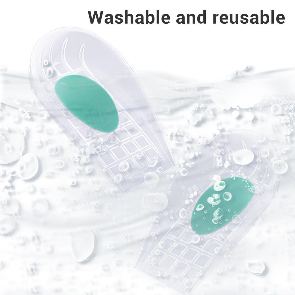1pair Silicone Heel Cups Shock Absorption U Shaped Half Size Insoles Washable Heel Support Cushions for Sports Shoes Boots