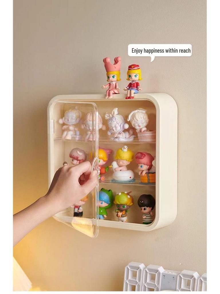 Průhledný nástěnný stojan na figurky s velkou kapacitou a prachotěsným úložným prostorem