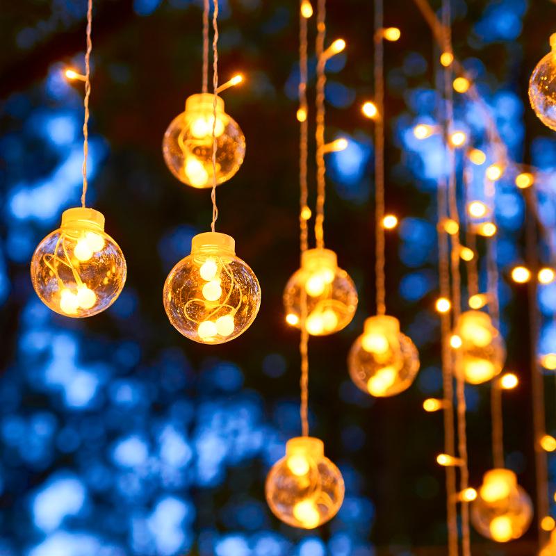 Outdoor Solar Starry Ice Ball Curtain Lights for B&B, Gazebos, Courtyards, and Balconies