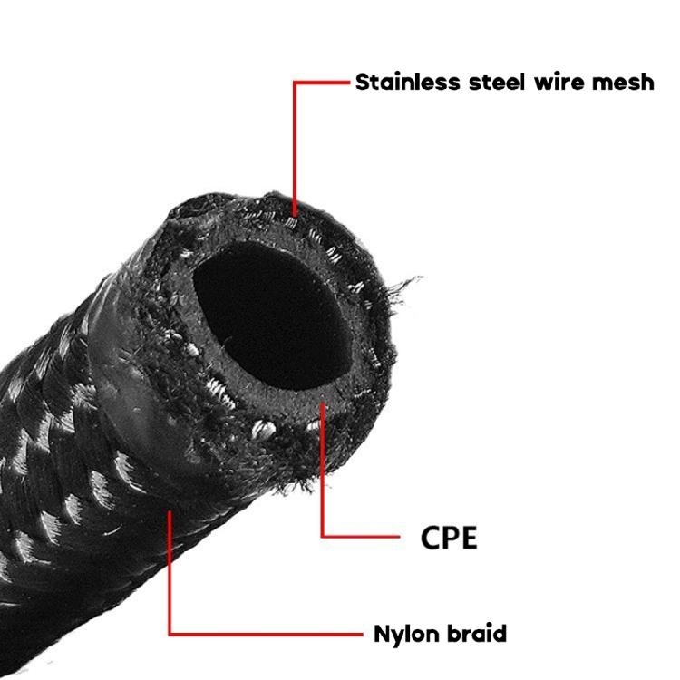 Black Braided Oil Fuel Fitting Hose AN4 AN6 AN8 AN10 AN12 Auto Fuel Hose Pipe