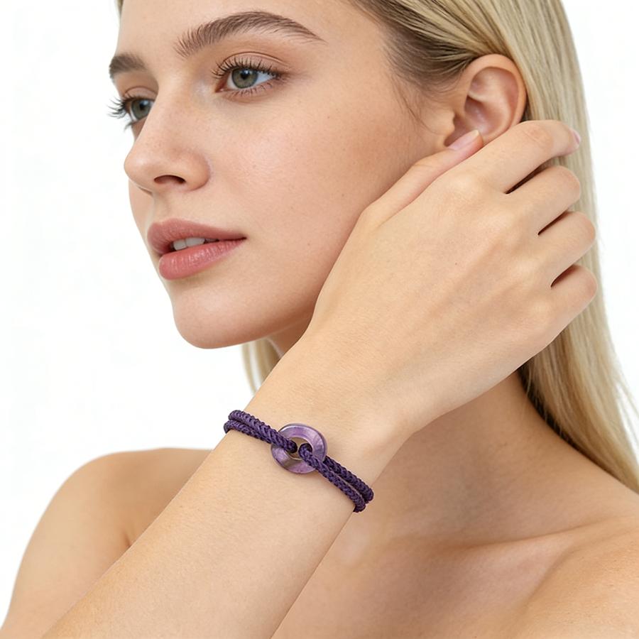 Amethyst Tiger Eye Stone Braided Bracelet Minimalist Adjustable Handmade Woven Rope Braslet For Women Daily Wear Healing Braclet
