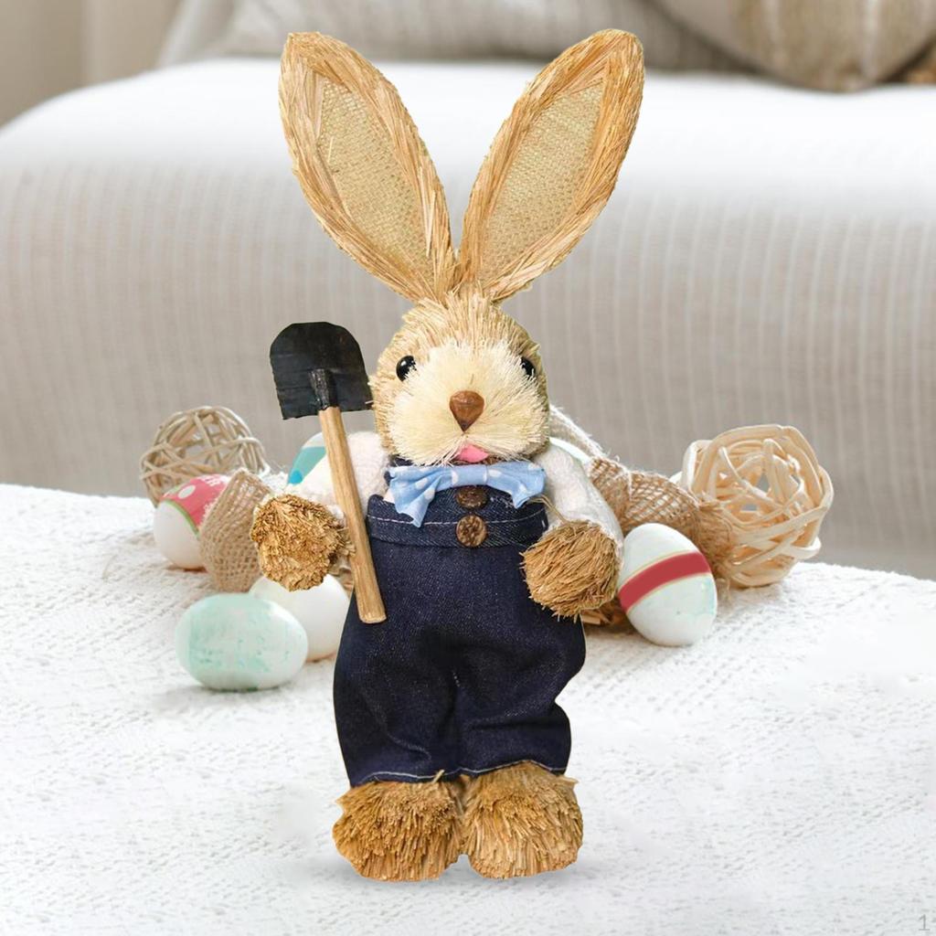 Straw Bunny Figurine DIY Material Pack Cartoon Cute Rabbit Statue for Adults Style A