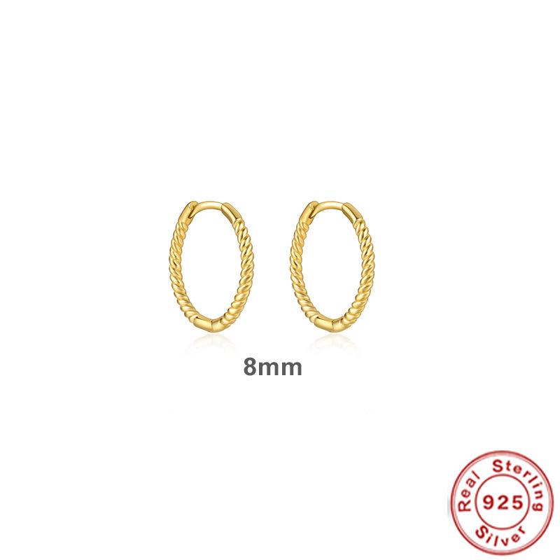 Basic Twist S925 Sterling Silver Hipster Twist Rope Circle Earrings Earrings Earrings Ear Buckle Versatile 18K Gold Jewelry