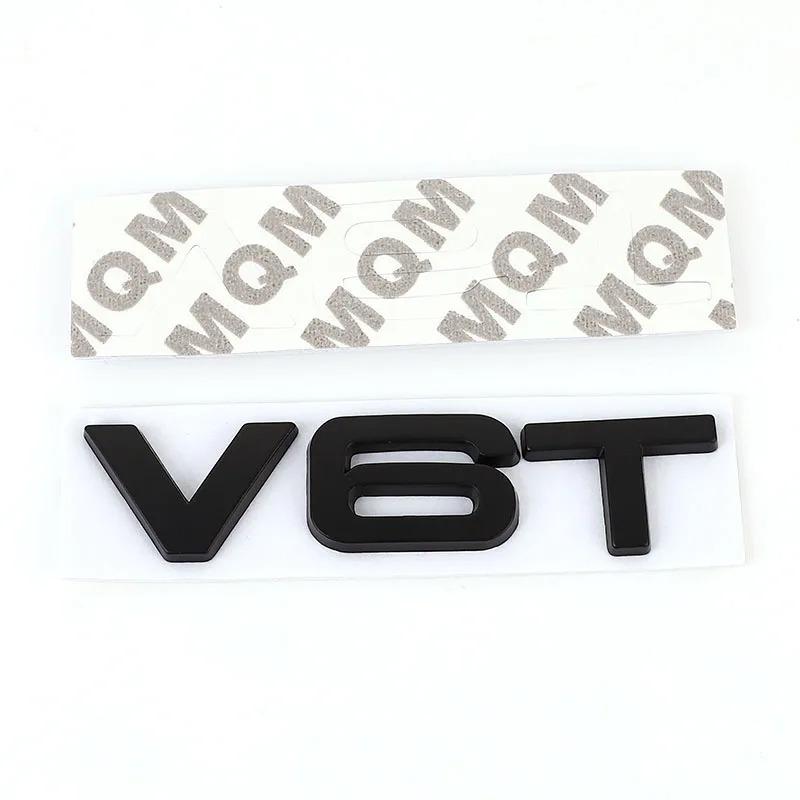 3D Metal V6T V8T Logo Car Emblem Badge Decals Trunk Displacement Sticker For Audi S3 S4 S5 S6 S7 S8 A4L A5 A6L A7 Q3 Q5 Q7 A3