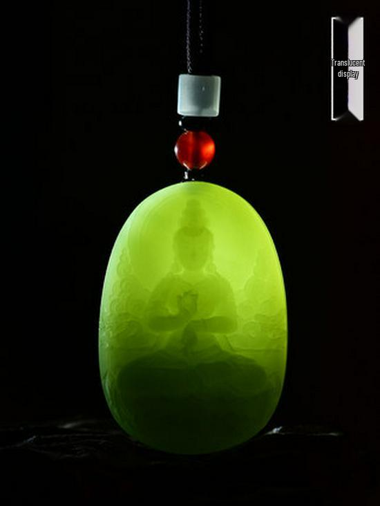 Xinjiang Hotan Mutton Fat Jade Guanyin Pendant for Men: Lotus-Sitting Bodhisattva with Certificate