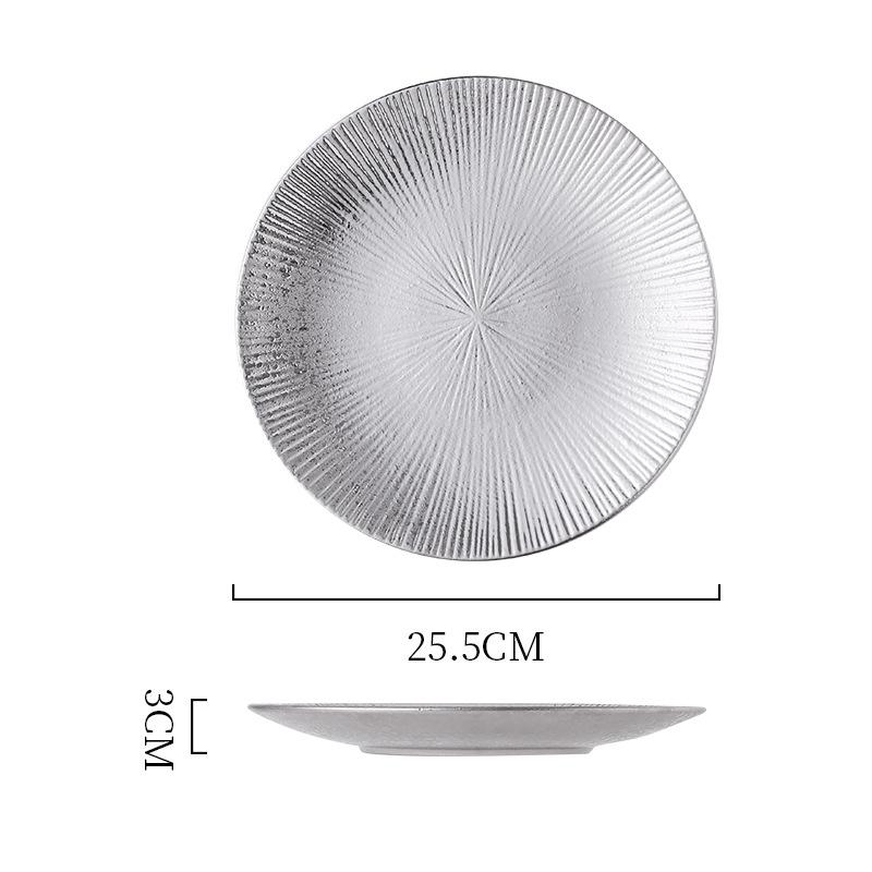 Electroplated Ceramic Plate Gold And Silver Plate Pendulum Decorative Plate Western Food Nordic Disc Light Luxury Tableware