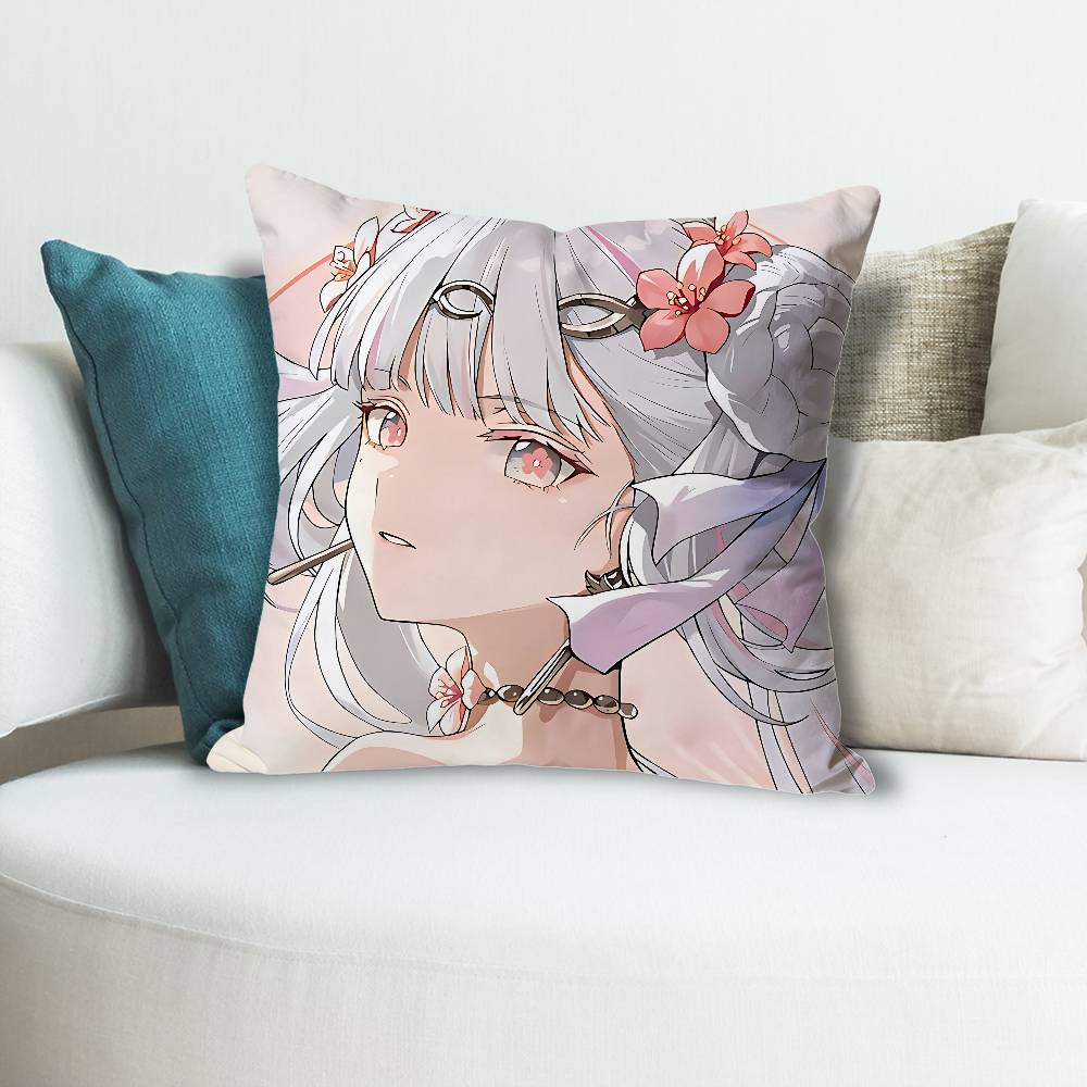 JJinhsi WWuthering Waves Anime Celebrity Merchandise AllMatch Printed Pillow Case Sofa Car Office Room Decoration Protector