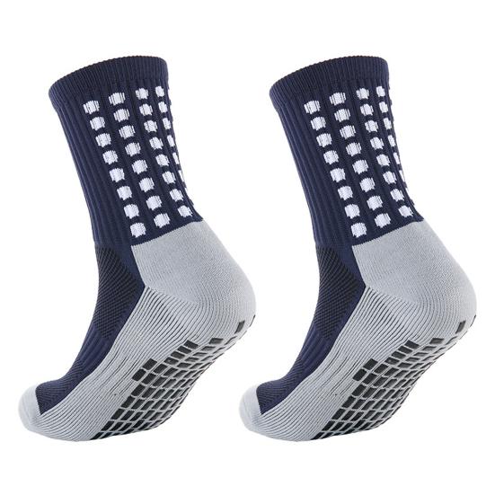 

1 пара спортивных носков с противоскользящей силиконовой подошвой и средней частью, впитывающих пот, тонкая вязка, высокая эластичность, повседневные носки для футбола, баскетбола и голени 1Pair темно-синий