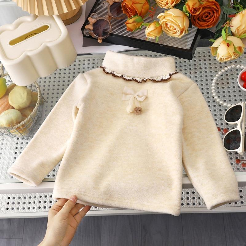 

Повседневные однотонные футболки с воротником-стойкой и бантом для маленьких мальчиков и девочек, детская одежда с длинным рукавом, теплые футболки для осени и зимы 100 бежевый