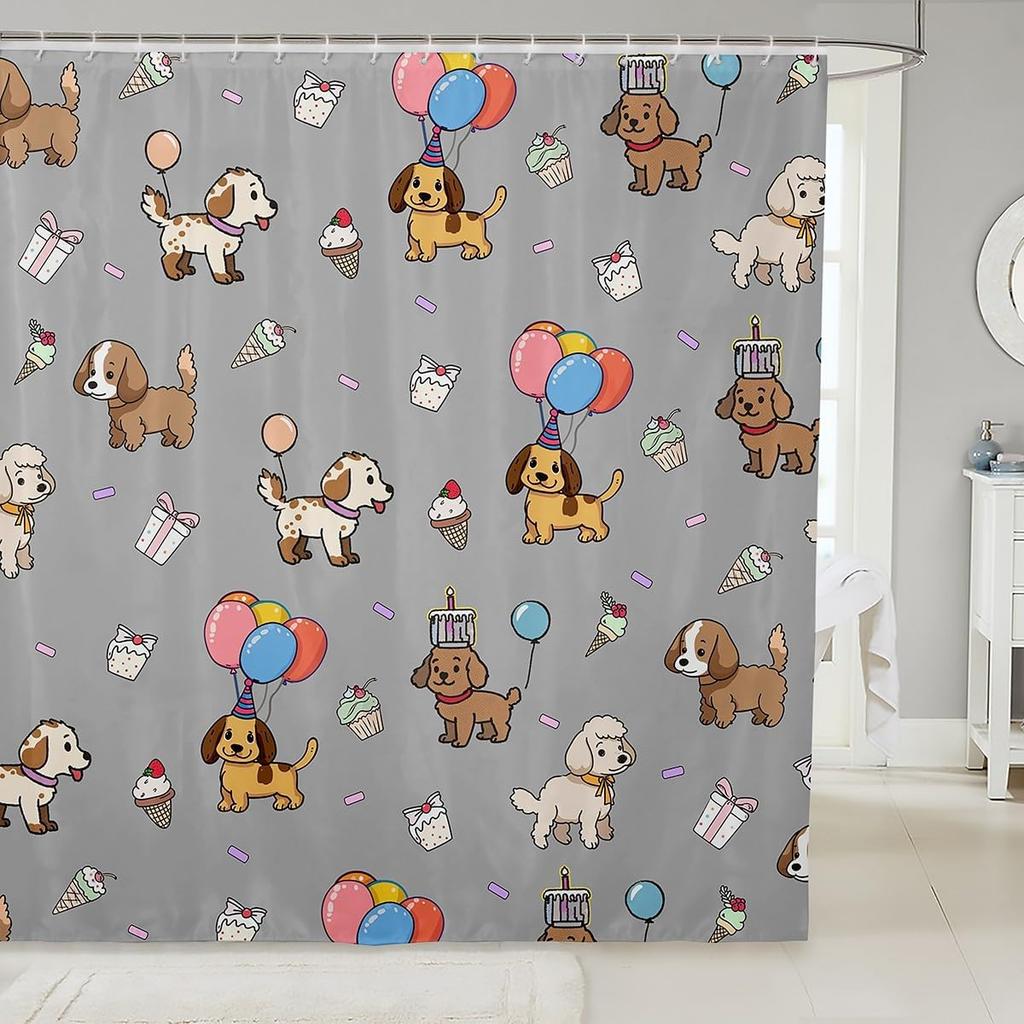 Cat Shower Curtain,Colorful Floral Bathroom Curtain,Kids Girls Boys Adult Cute Pet Animals Waterproof Fabrics Blue Sky Bathtub