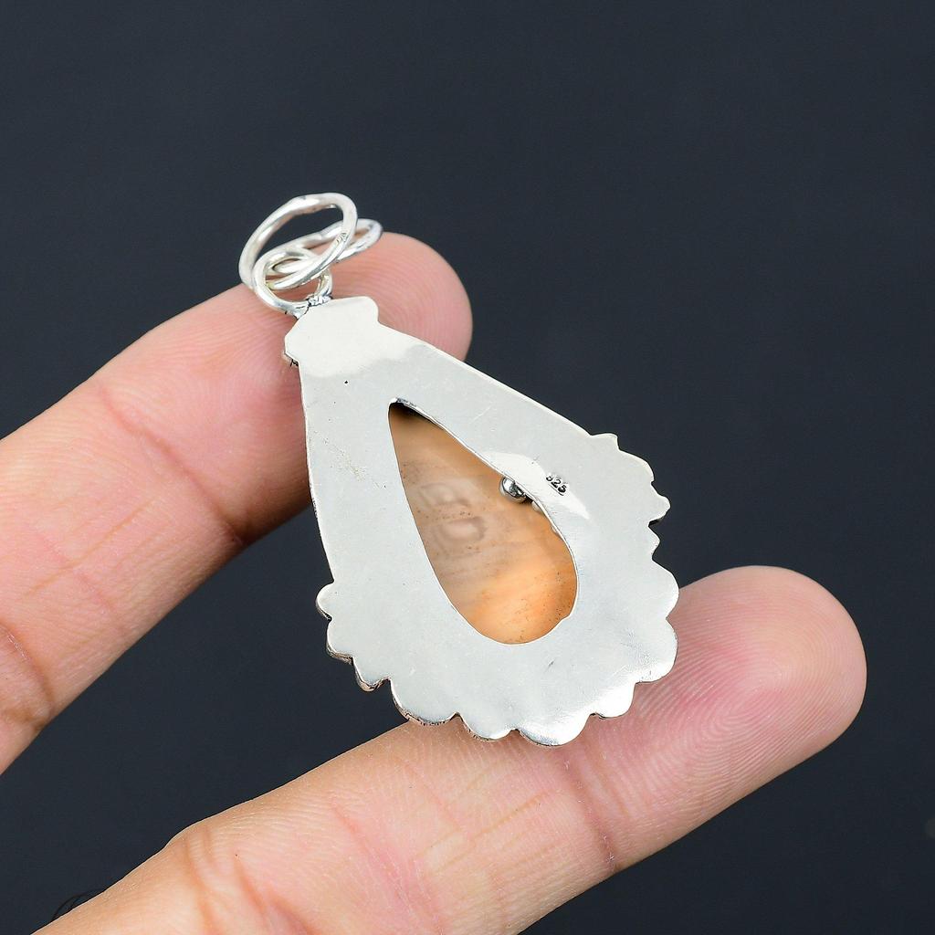 Gift For Women Pendant 925 Sterling Silver Natural Imperial Jasper Gemstone