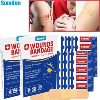 50/100 Pcs Wound Dressing Tape Flexible Breathable Strips Minor Cuts Burns Adhesive Pads Care Supplies Household First Aid