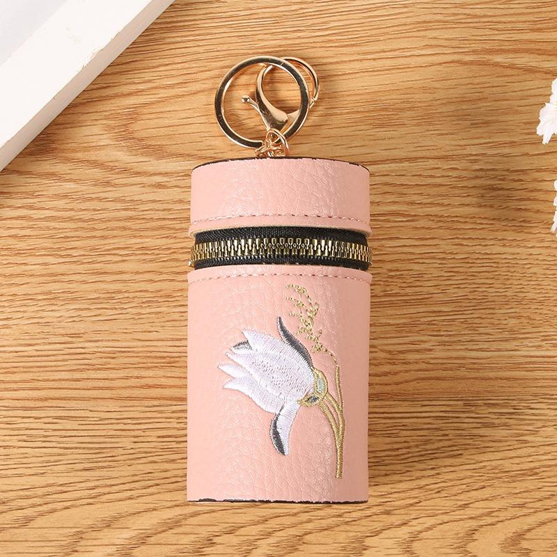 New embroidered lychee pattern lipstick bag change bag keychain girls pendant earphone bag mouth red envelope