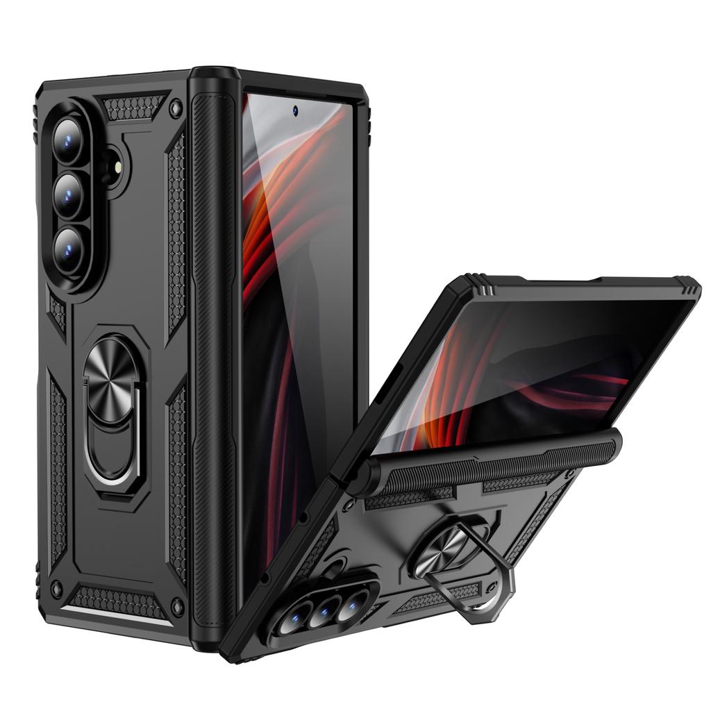 Rüstung Handyhülle für Samsung Galaxy Z Fold 7 6 5 Fold7 Fold6 Fold5 Stoßfester Ringhalter Scharnierschutz Harte Kunststoffabdeckung