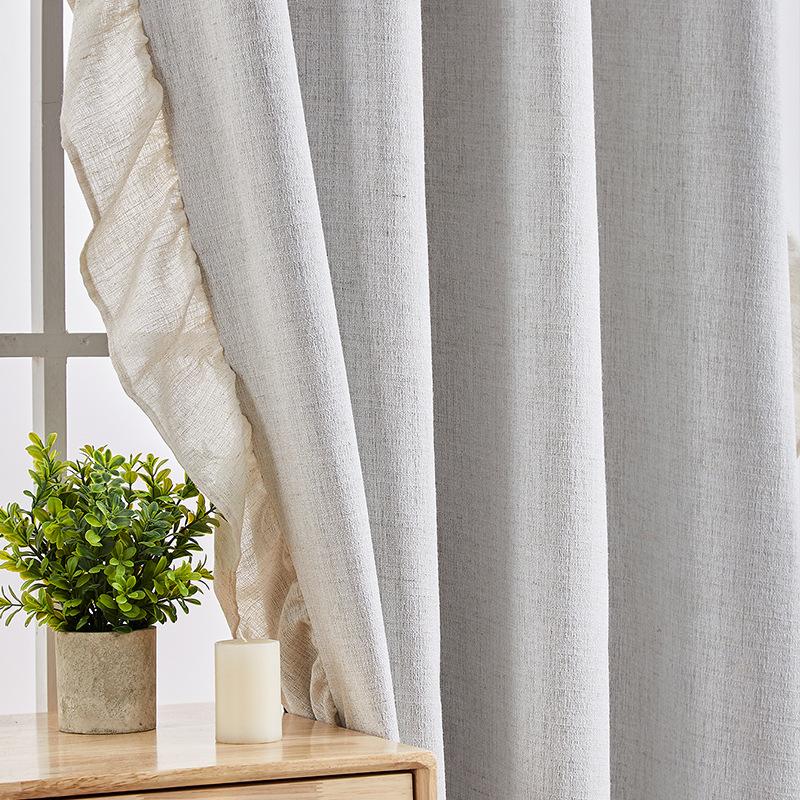 French Full Blackout Thickened Linen Ruffle Curtains Bedroom Living Room Bay Window Kitchen Curtains Door Curtain Labeling