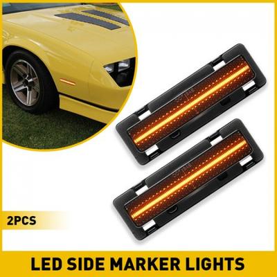 Smoked Lens Amber Full Strip Front LED Side Marker Lights For 82-92 Chevy Camaro