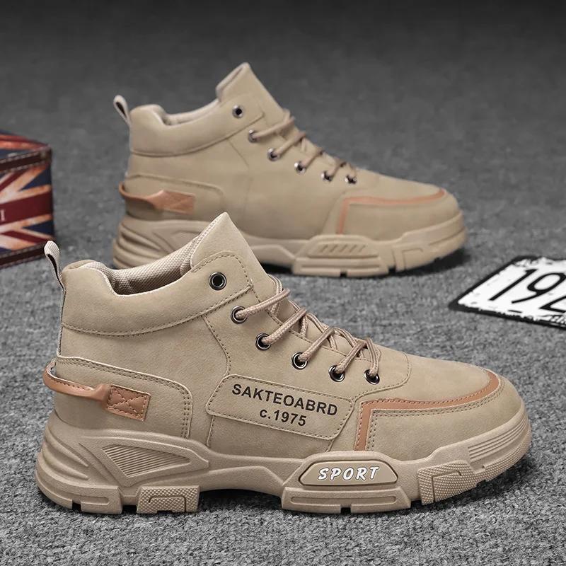 2025 New Autumn Winter Mens Shoes Fashion Outdoor Desert Shoes for Men Fashion Motorcycle Men High Top Ankle Boots Botas Hombre