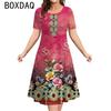 Vintage Flowers Casual A-Line Dress Summer Women Plus Size Short Sleeve Elegant Loose Dress Fashion Ethnic Style Dress Vestidos