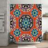 Decorative Bath Shower Curtain Floral Mandala Design with Blue, Yellow Orange Colors Waterproof Fabric for Bathroom Decorations