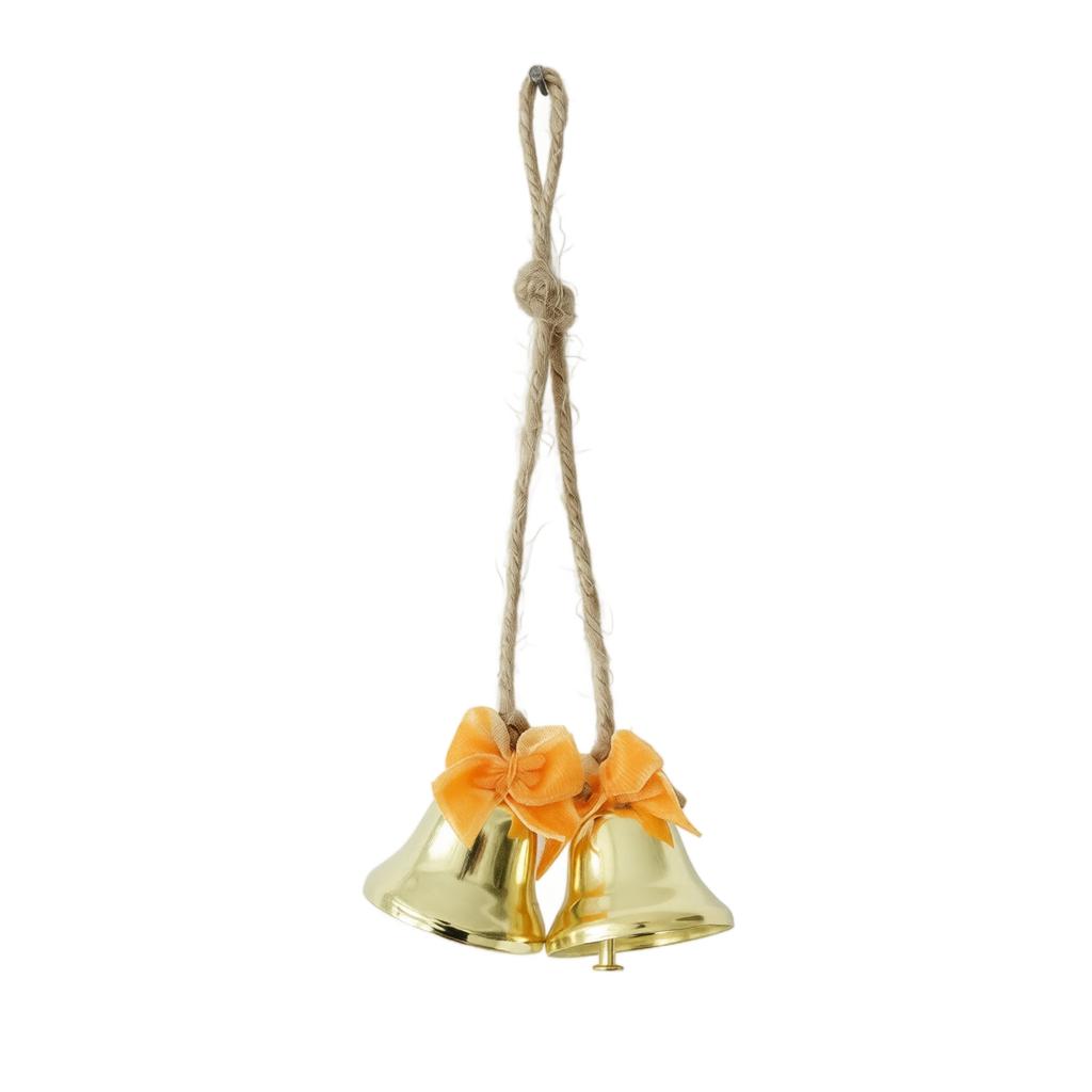 Small Vintage Christmas Bell Garland with Bows, Hanging Wind Ornament for Holiday Decor