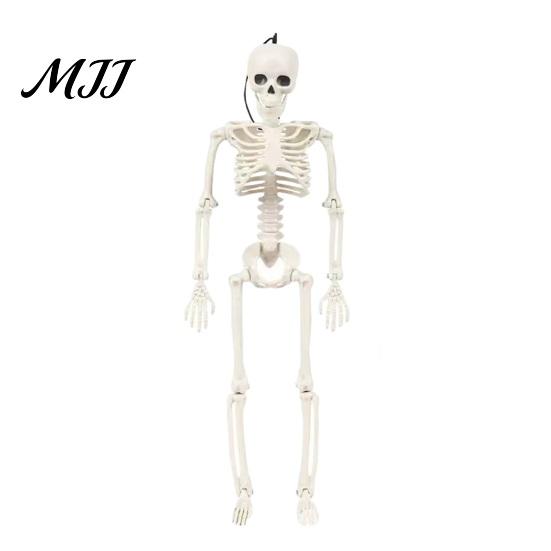 Compact Halloween Figurines for Tables Realistic Skeleton Figure, 40cm Posable Joints Hanging Skull Decoration, Lightweight Props Indoor Displays