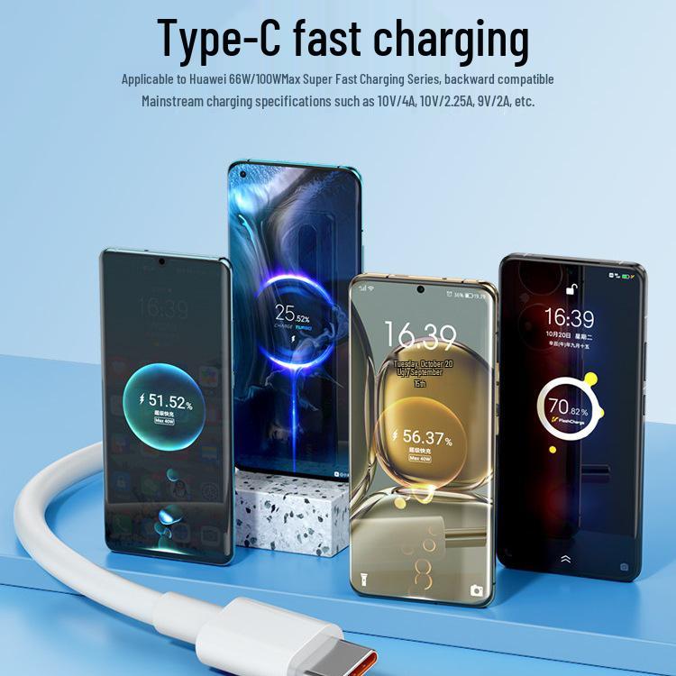 Tafik Type-C Cable for Huawei 6A Fast Charging: Compatible with P70, P30, P40, Mate, Honor, Nova7.