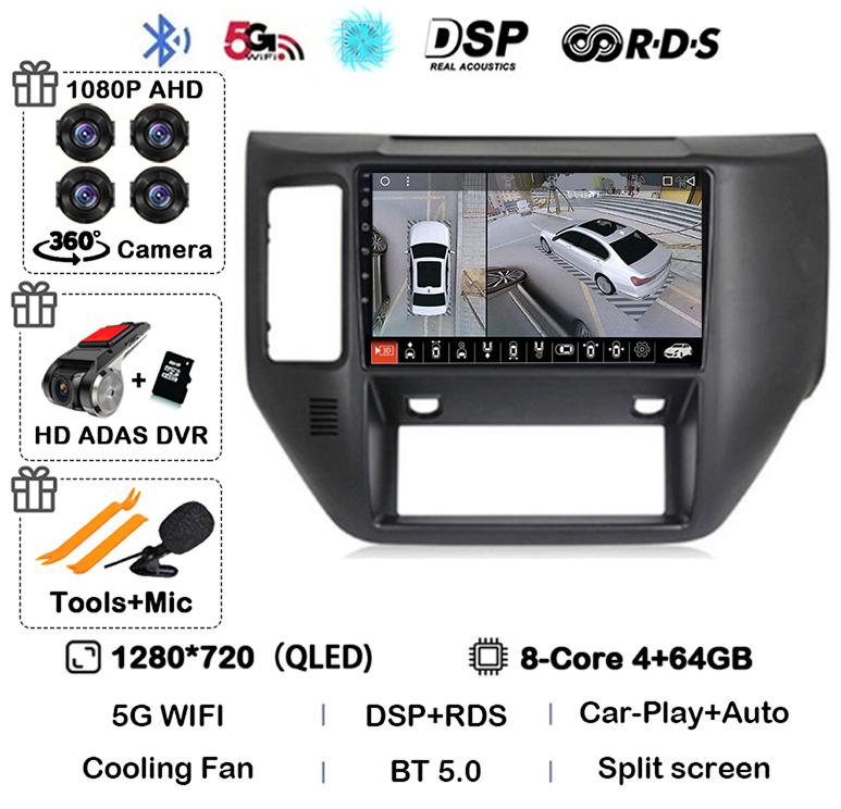 Android 14 Carplay Auto 4G WIFI Car Radio For Nissan Patrol V 5 Y61 2004 - 2011 Multimedia Video Player Navigation GPS Stereo BT