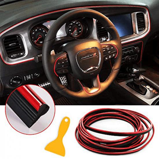 16ft/5M Car Interior Door Gap Edge Line ert Molding Trim Decor Strip + Tool красный