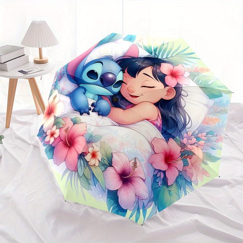 Lilo a Stitch Automatický Otevírací a Zavírací Deštník 8 Žeber Větruodolný Přenosný Skládací Deštník, Vhodný pro Volný Čas a Obchodní Výlety, pro G