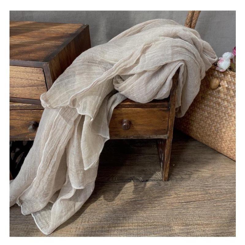 Thin Plain Cotton And Linen Tie-Dyed Scarf, High-End Retro Soft Silk Scarf, Versatile Couple Shawl Women