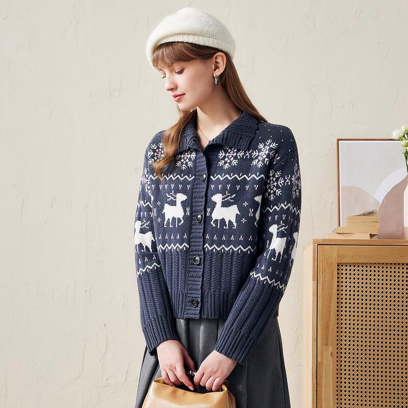 Women's Retro Jacquard Wool Cardigan