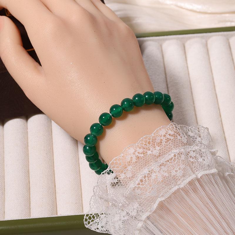 Natural Grade A Red and Green Agate Bracelet for Women - Versatile Bright Beaded Chalcedony Jewelry