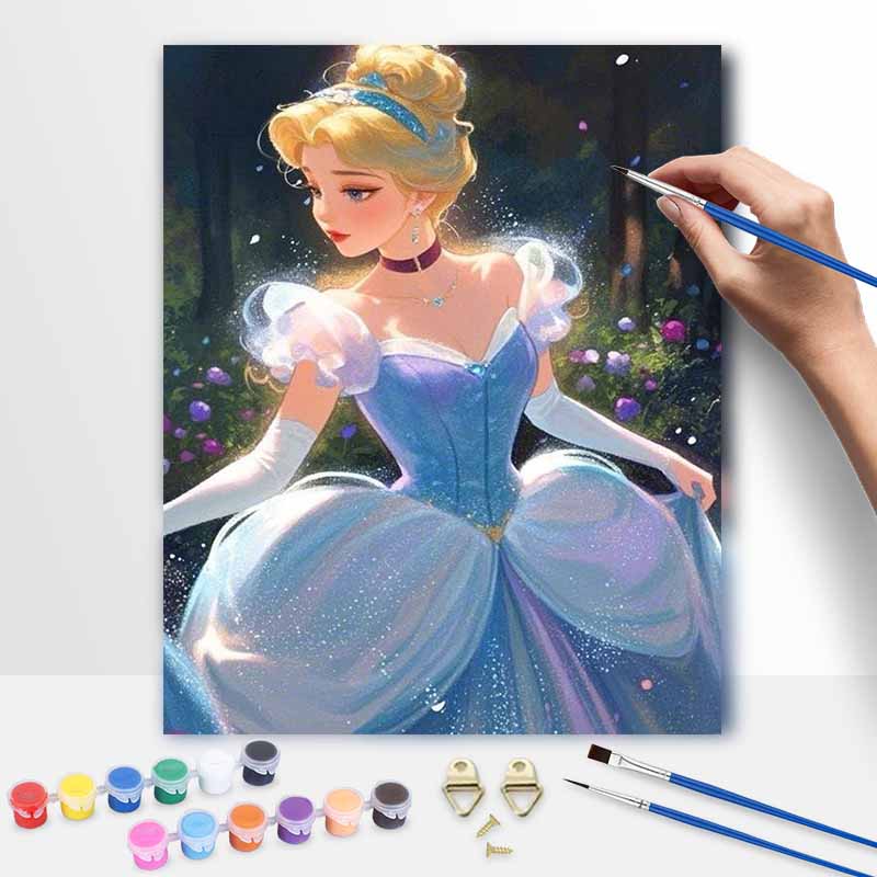 Disney oil painting Cinderella handmade diy art painting fantasy fairytale home decoration 30x40cm