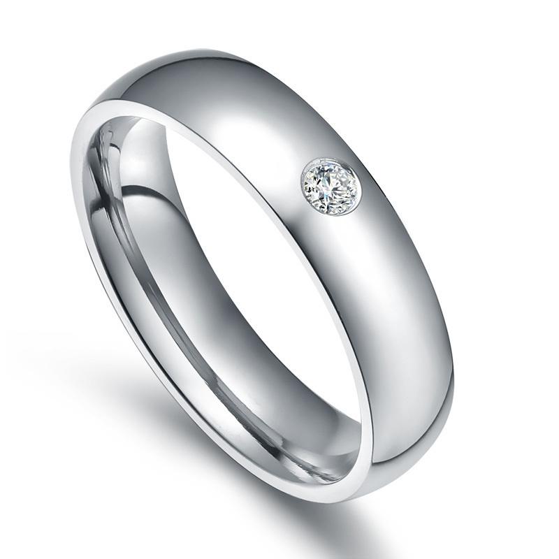 Vnox Wholesale Classic Wedding Rings for Women Men Gold Color Stainless Steel Couple Band Anniversary Personalized Name