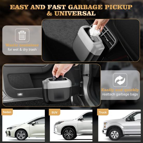 Car Door Hanging Trash Can with Garbage Bags Press Universal SUV Truck Auto