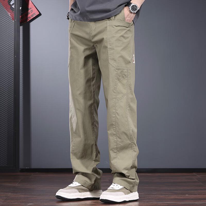 Men's Spring Summer Loose Straight-Leg Workwear Casual Pants