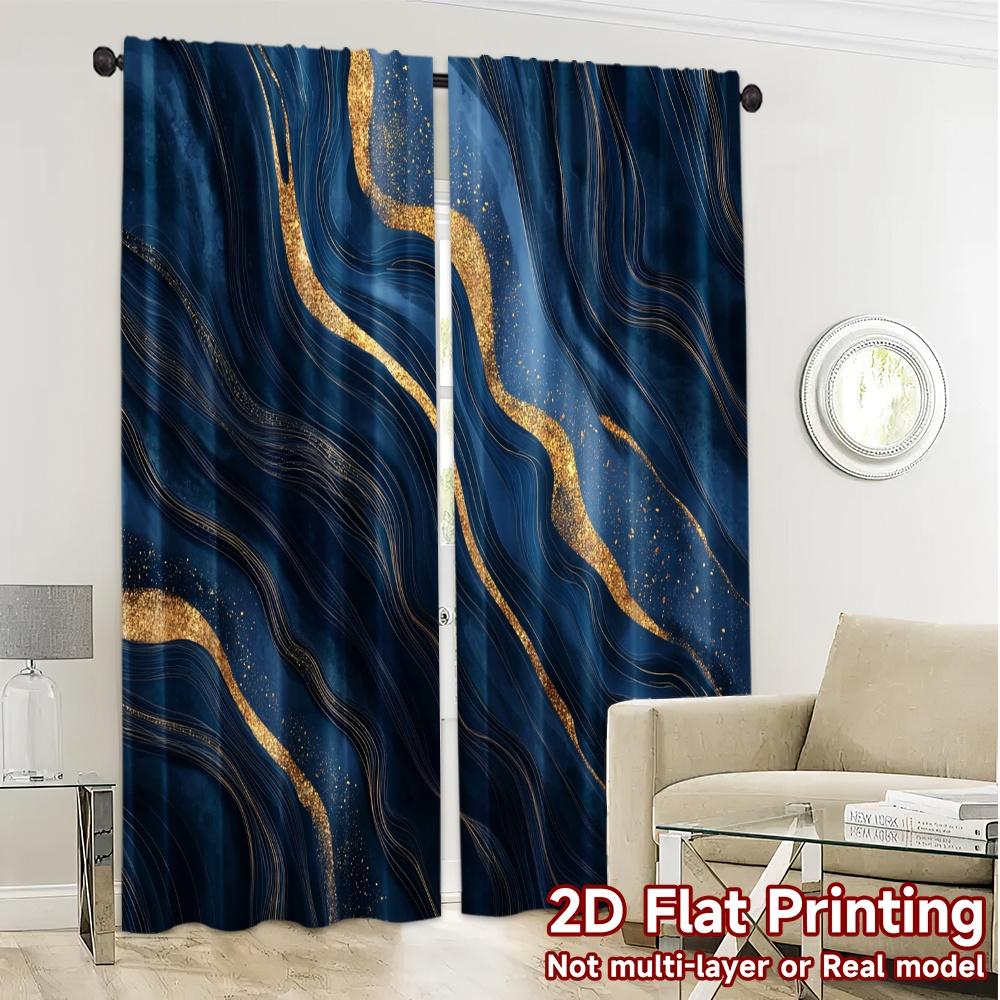 2pcs, 2D FLAT PRINTING Curtains (Without Rod) Cosmic Waves Chic Curtains&Window Treatment Prints Light Filtering Curtains