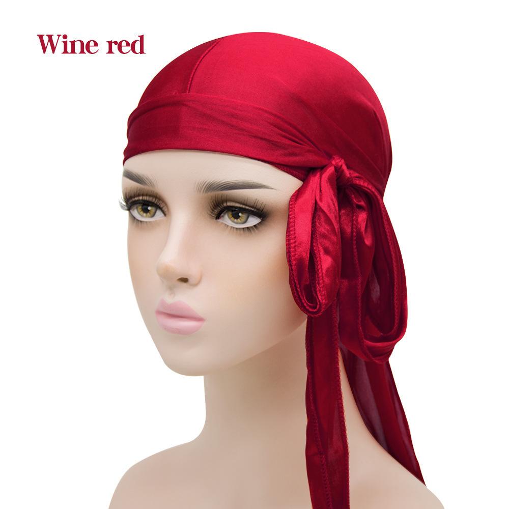 Unisex Adult Long Tail Satin Doo Rag Durag Bandanas Cap Pirate Hat Turban Men Hip Hop Headband Biker Headwrap Women Headwear