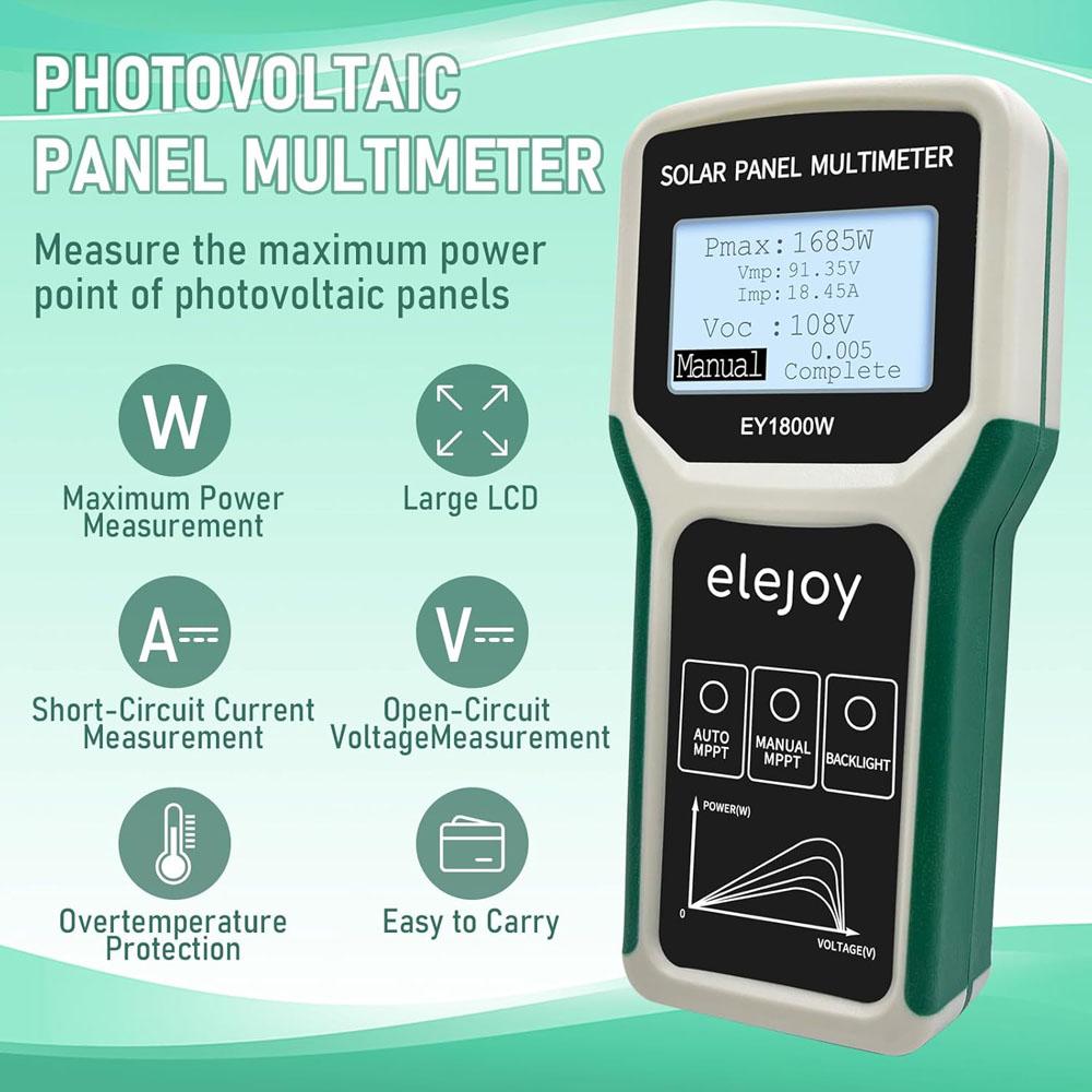 EL400B/EY800W/EY1600W/EY1800W Solar MPPT Photovoltaic Panel Tester Multimeter Smart MPPT Tools for Testing Solar PV Panel Data