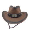 Leather Western Cowboy Hat Men'S Gentleman Godfather Hat Pu Material Panama Cowboy Hat Jazz Hat  Sombrero Para Hombres