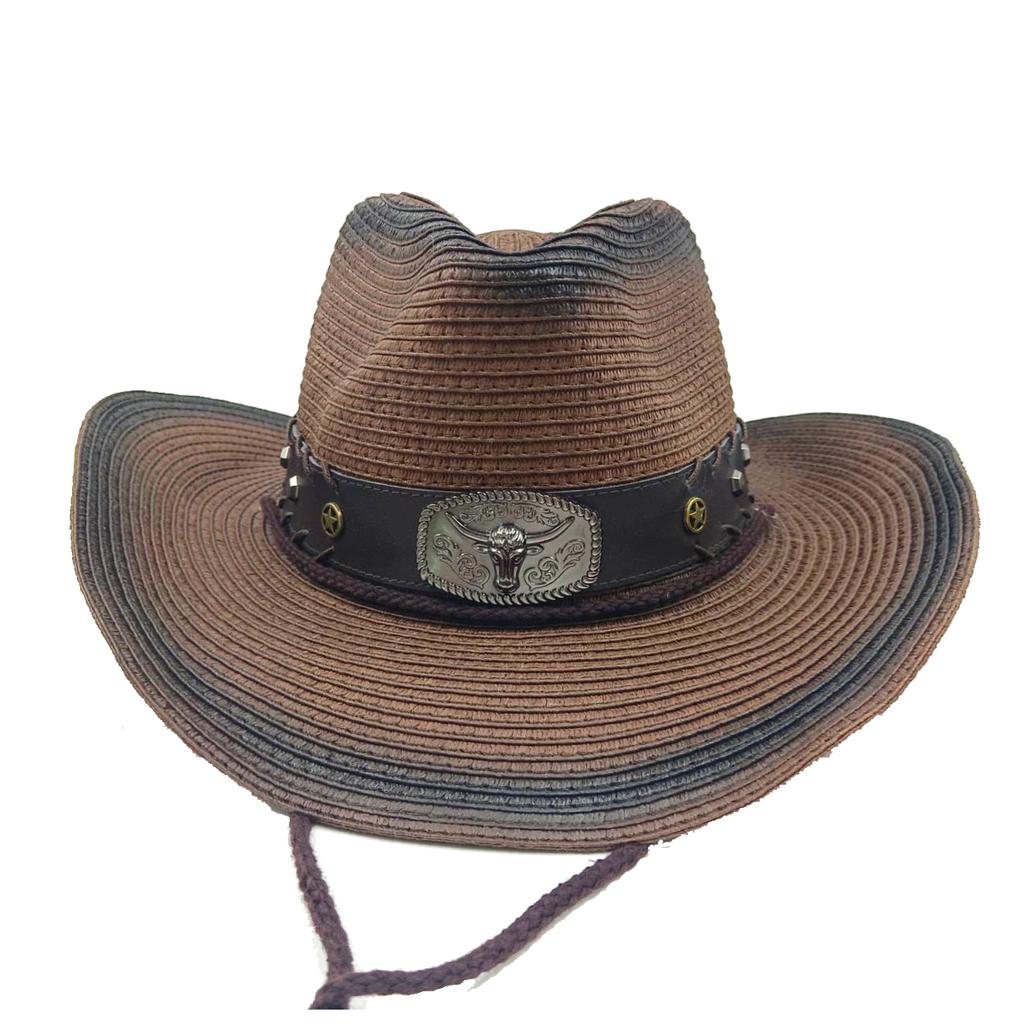 Leather Western Cowboy Hat Men'S Gentleman Godfather Hat Pu Material Panama Cowboy Hat Jazz Hat Sombrero Para Hombres