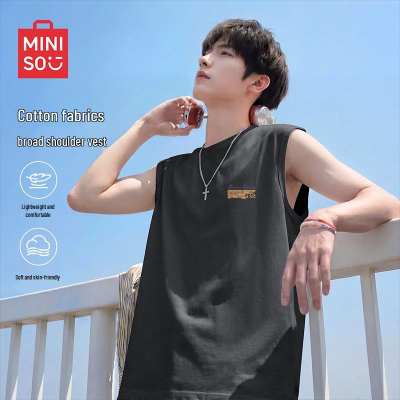MINISO Men s Pure Cotton Sleeveless Tank Top L