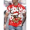 Camiseta Masculina Papai Noel Estampa Gráfica Pulôver Verão Casual Manga Curta Camiseta Engraçada Camisetas Masculinas Natal Roupa Oversized
