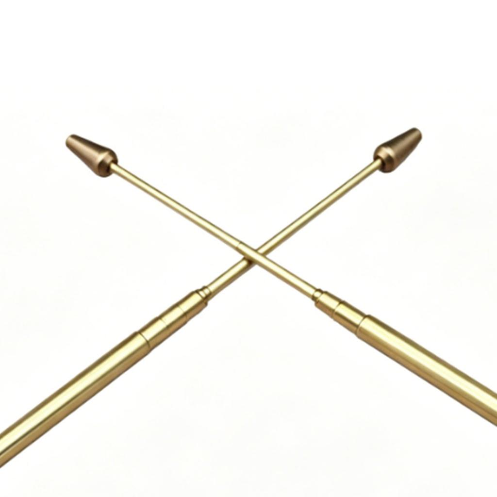 2 Pcs Dowsing Rod Retractable Foldable Stainless Steel Pen Shaped Water Divining Rod with Storage Bag Gold