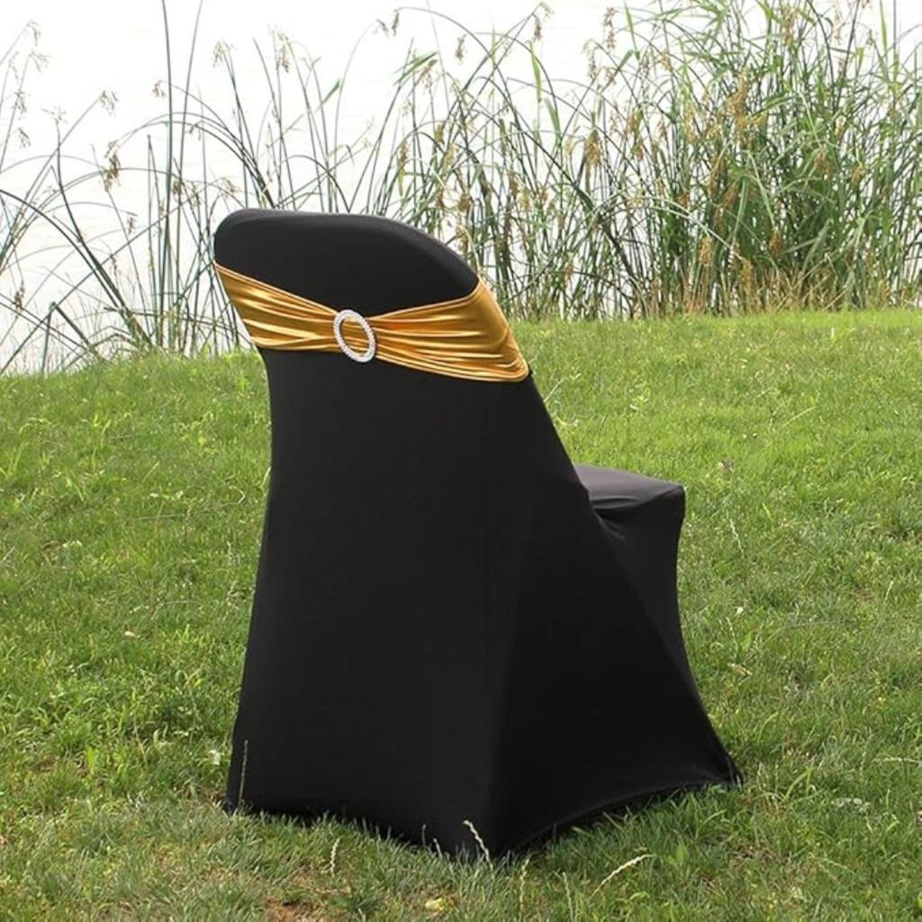 5pcs Chair Sashes BandsStretch Chair Ties Bows with Buckle Slider Metallic Stretch Spandex Chair Sashes with Bucklefor Christmas