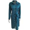 Women's Cotton Button Down Maxi Long Sleeve Lapel Collared Long Dress Lace Up Waist Ladies Robes