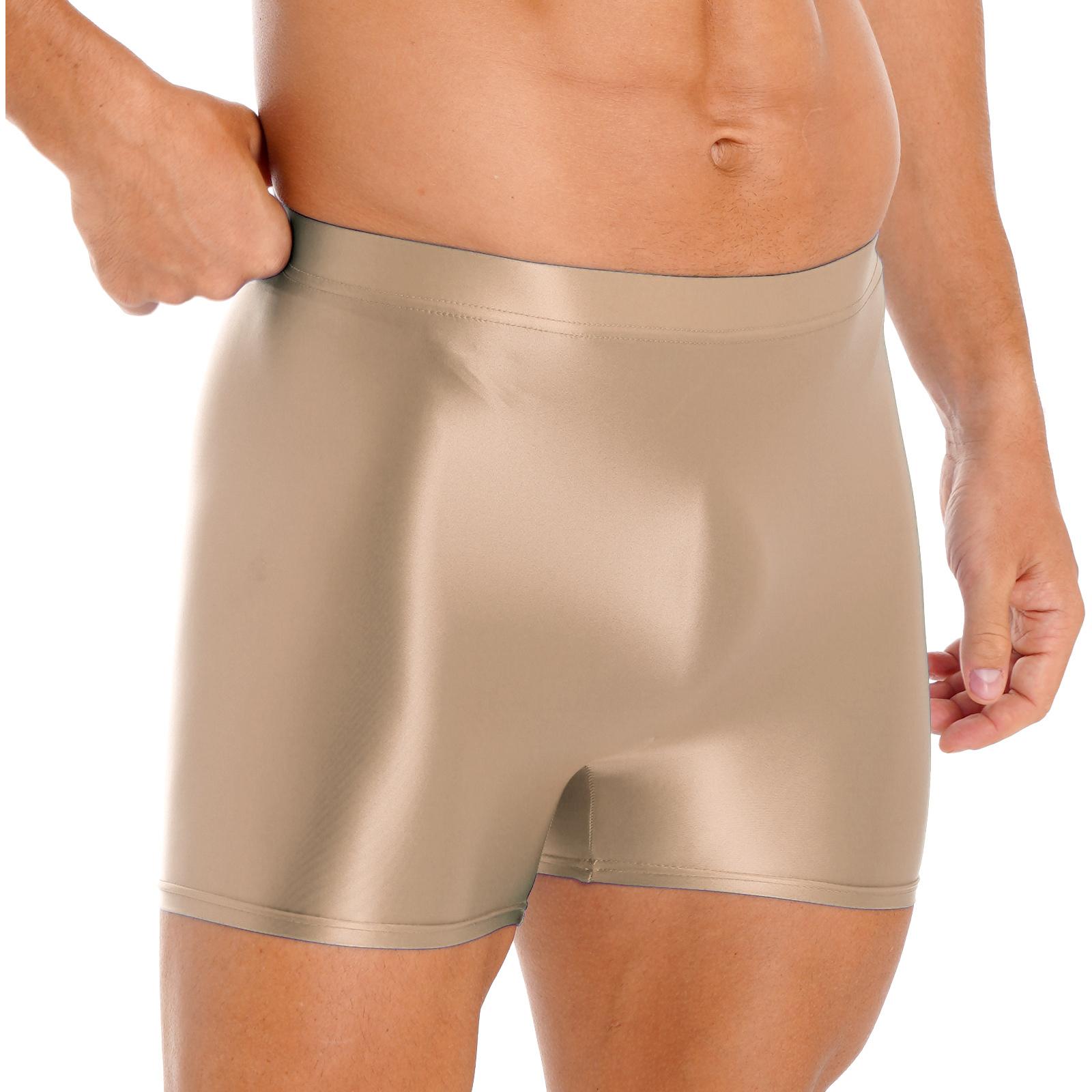 

Чоловіча еластична нейлонова глянцева білизна, спортивні штани з високою талією, шорти-боксери для плавання L кавовий