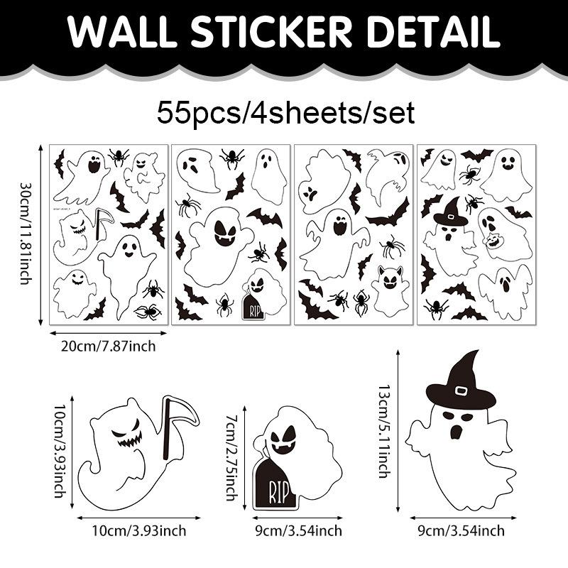 

Helloween Stickersh Alloween Window Stickers Pumpkin Living Room Glass Window Decoration Electrostatic Stickers Ghost A5