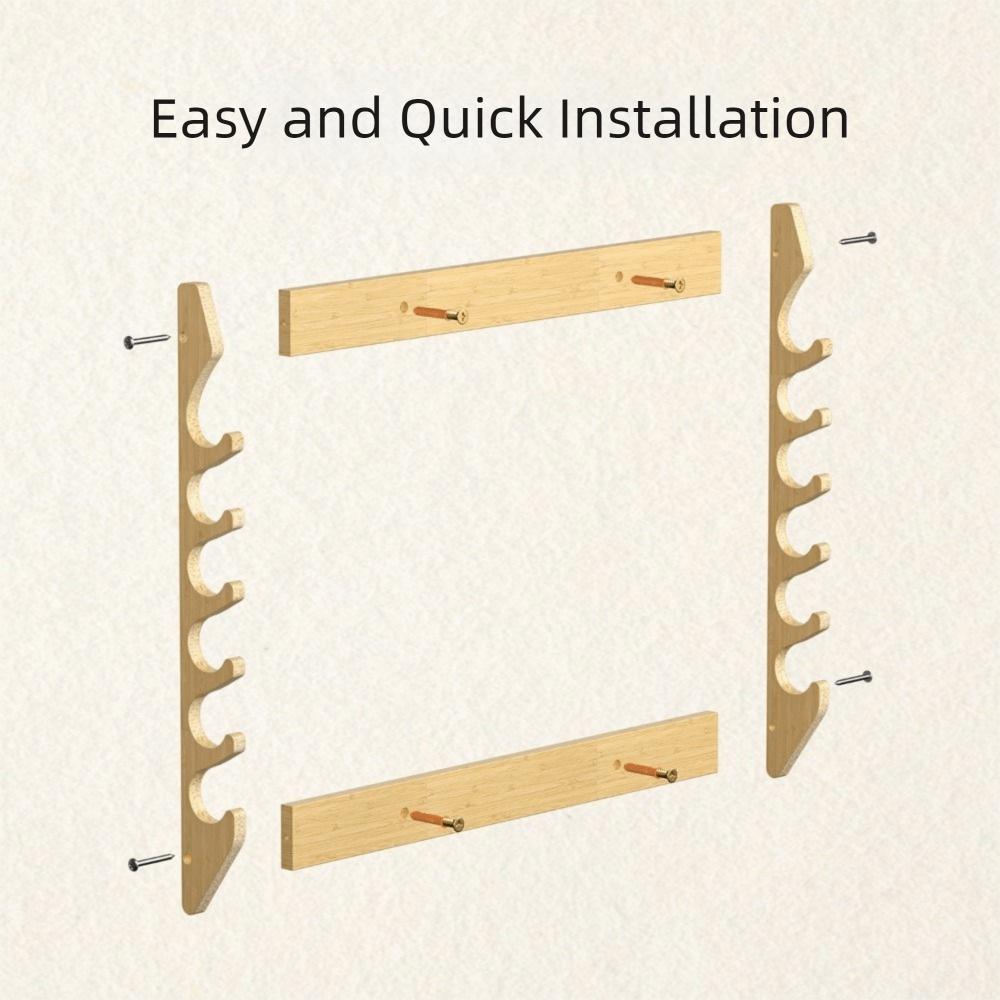 Bamboo Fishing Rod Storage Rack Large Capacity Space Saving Fishing Rod Display Rack Wall Mounted Fishing Rod Holder Living Room