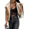 Giacca in pelle artificiale da donna PU corto spesso caldo cappotto nero pilota da donna cappotto in velluto con risvolto retrò Top invernale da donna